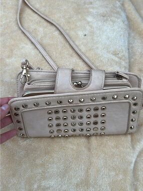 Under One Sky Beige Studded Crossbody Wallet